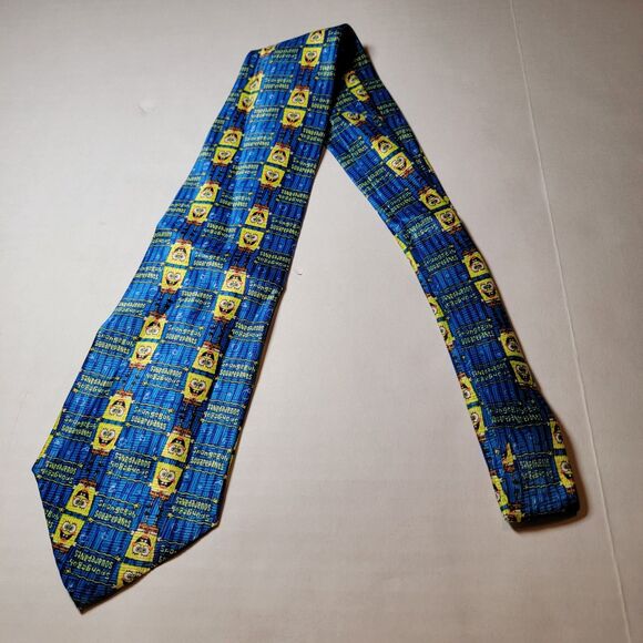 Nickelodeon Tie Navy Blue Sponge Bob Square Pants - 100% Polyester - Picture 3 of 4
